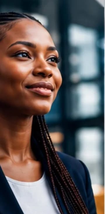 Consultante souriante en tailleur sombre dans des bureaux modernes