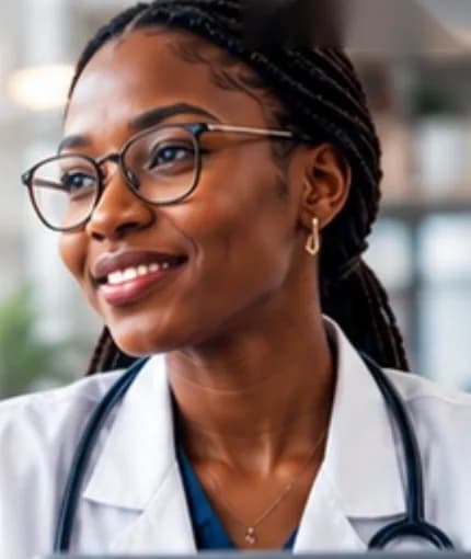 Médecin souriante avec un stéthoscope